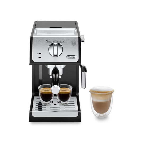Manuale e Cappuccino per caffè in Polvere e Cialde E.S.E De’Longhi EC 230.BK Macchina Espresso con Pompa in Acciaio Inoxidabile 2 Cups Plastica 